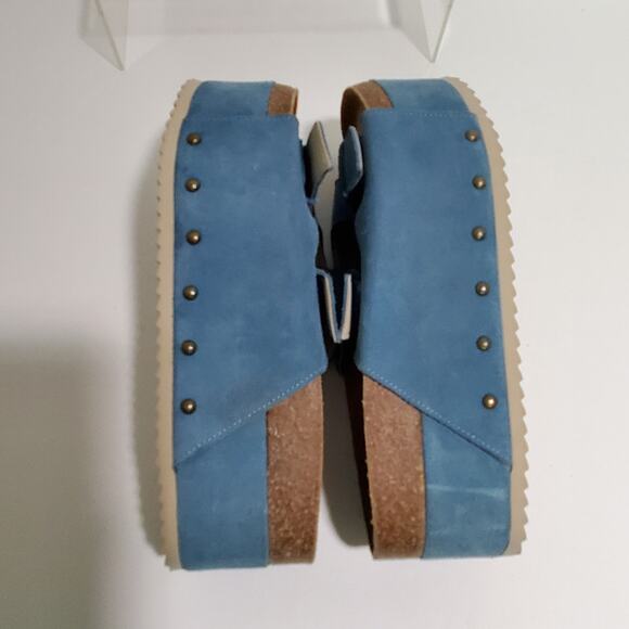 Free People Intentionally Blank Sandals Womens 9.5-10 EU 40 Blue Cork Flatform - Picture 8 of 16